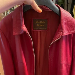 Real red leather jacket from Italy